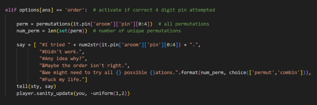 Python code - from Anima X, systemic text adventure game by Anton Hoyer